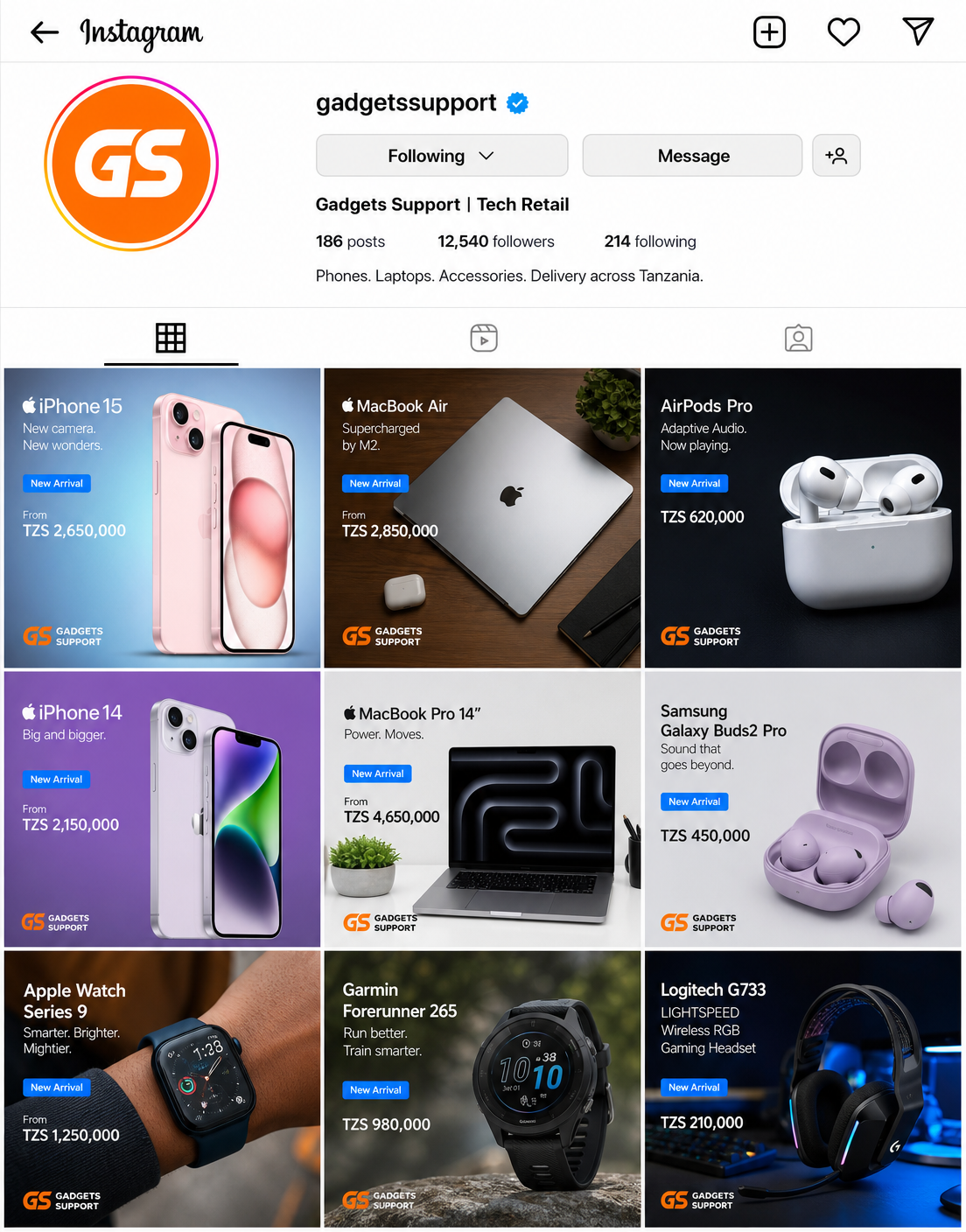 Gadgets Support Instagram profile