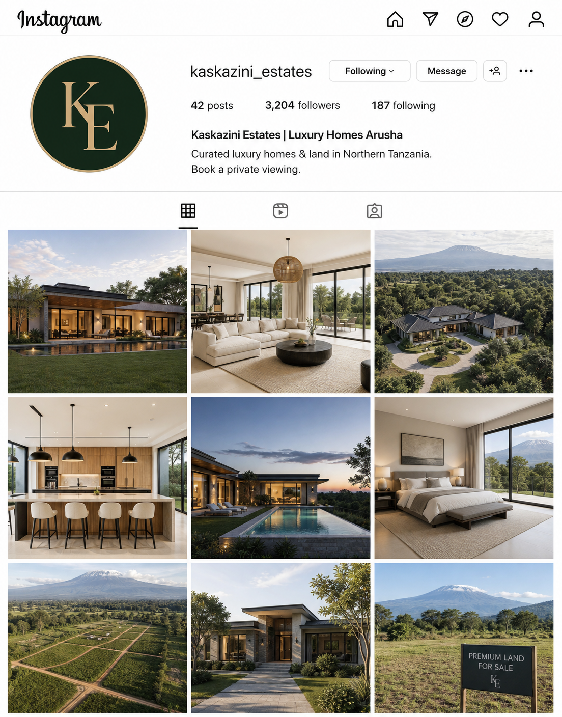 Kaskazini Estates Instagram profile