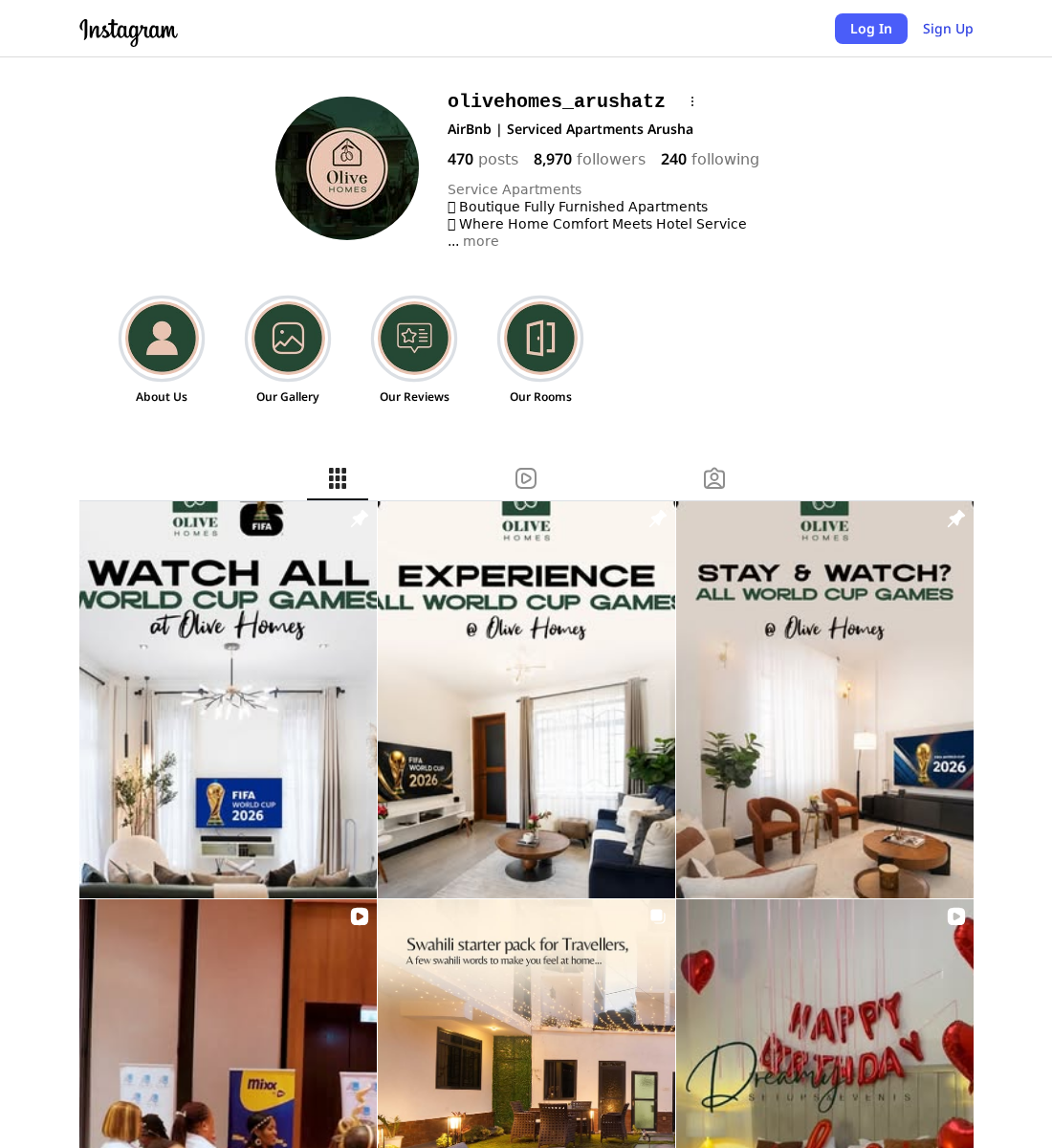 Olive Homes Arusha Instagram profile