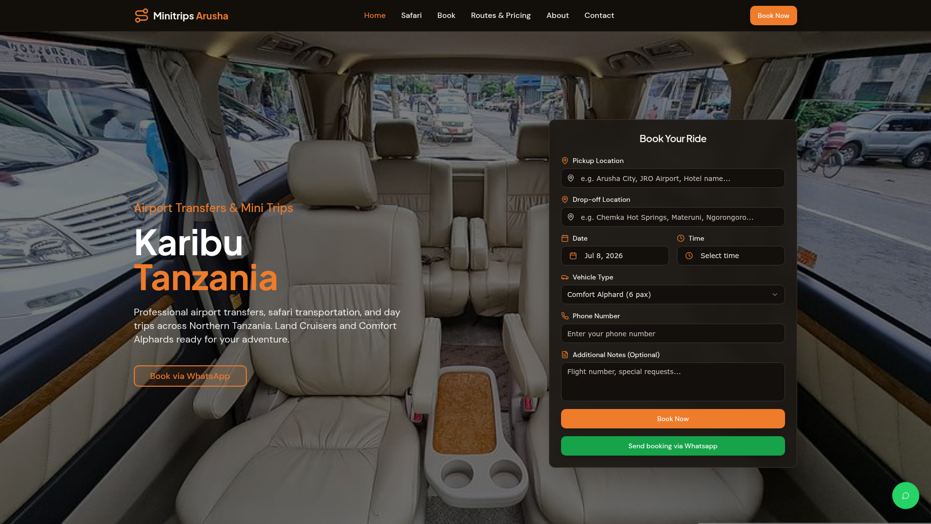 Minitrips Arusha website