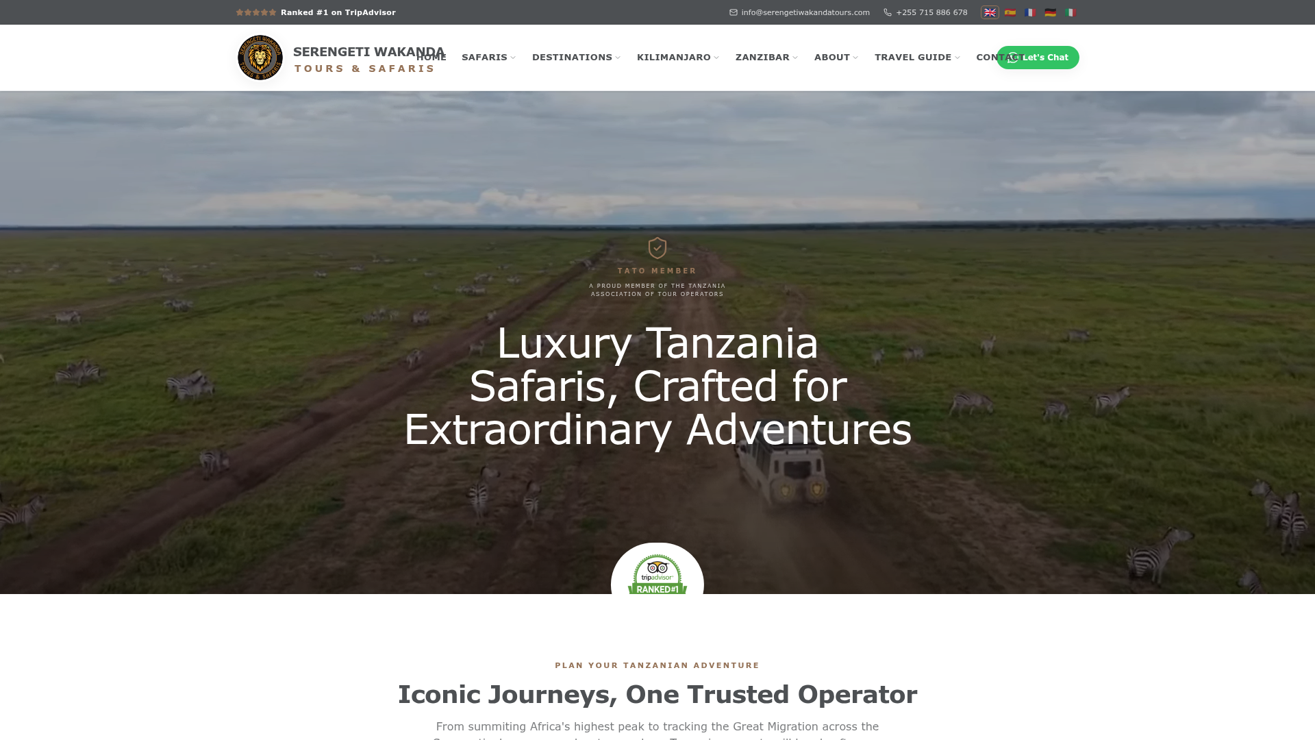 Serengeti Wakanda Tours website